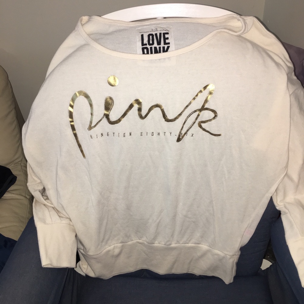 PINK long sleeve off the shoulder shirt